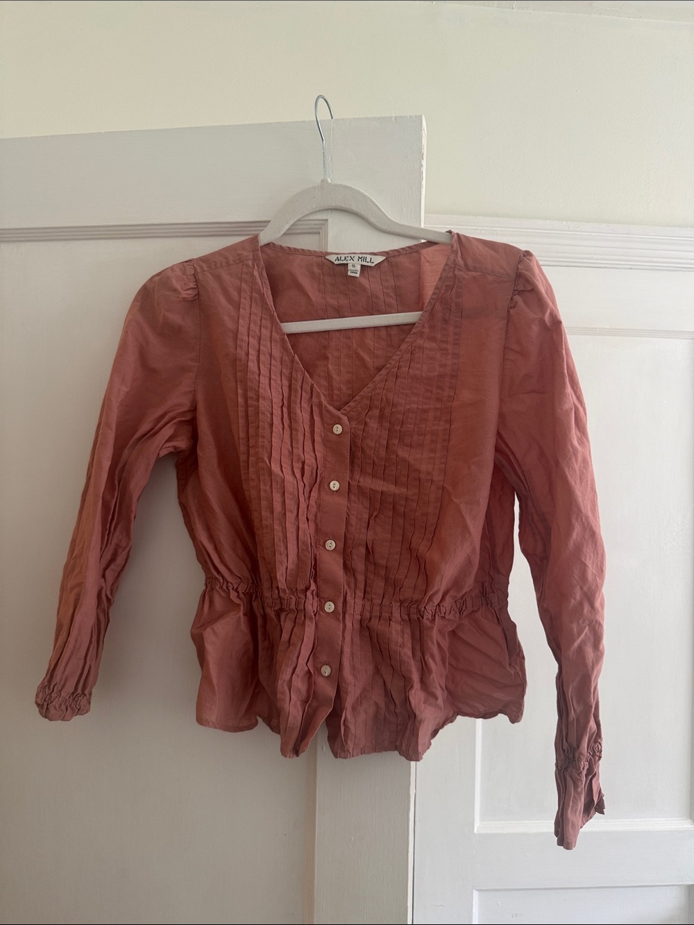 Alex Mill Women's Rust Pink Button-Front Peplum Blouse